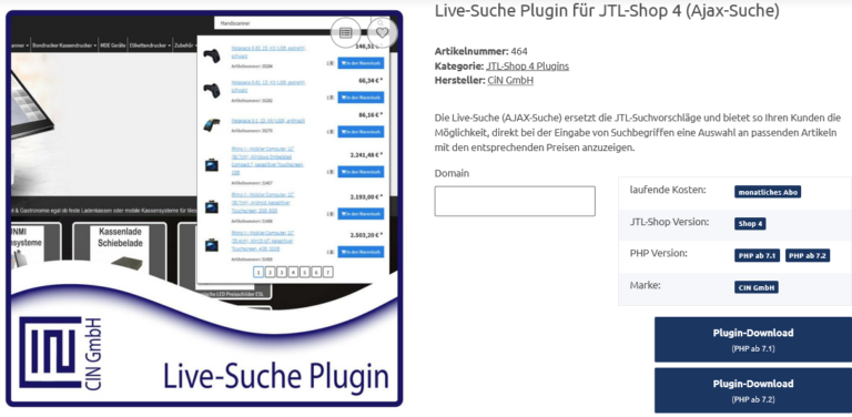 Live Suche Plugin für JTL-Shop 4 (AJAX Suche)